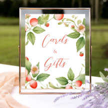 Pancarte Cartes et Cadeaux Fraise Sucrée