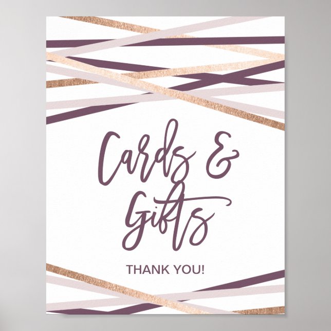 Poster Pancarte Cartes et Cadeaux Rubans Rose Gold (Devant)