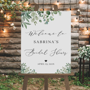 Poster Pancarte de Baby Shower aux Feuilles d'Eucalyptus 