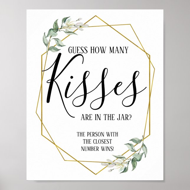 Poster Pancarte de baby shower de mariage avec verdure et (Devant)