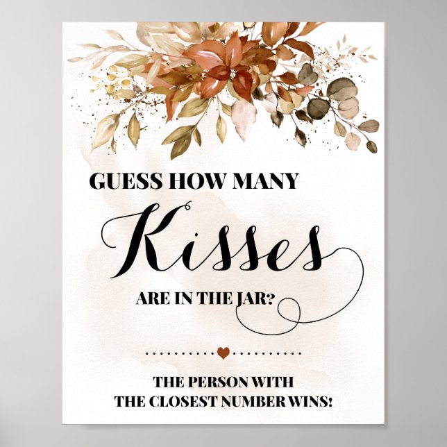 Poster Pancarte de Baby Shower de mariage Combien de bais (Devant)