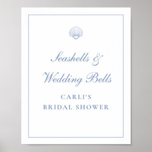 Poster Pancarte de Baby Shower de mariage Coquillage Bleu