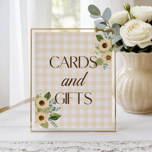 Poster Pancarte de Baby Shower Gingham Jaune Automnal Tou