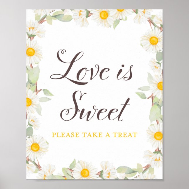 Poster Pancarte de Baby Shower Thème Mariage Champêtre Fl (Devant)