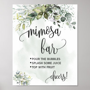Poster Pancarte de bar à Mimosa mariage de la mariée euca