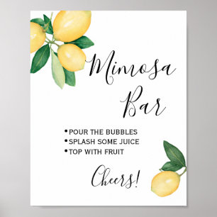 Poster Pancarte de bar à Mimosa Mariage Fête de mariage L