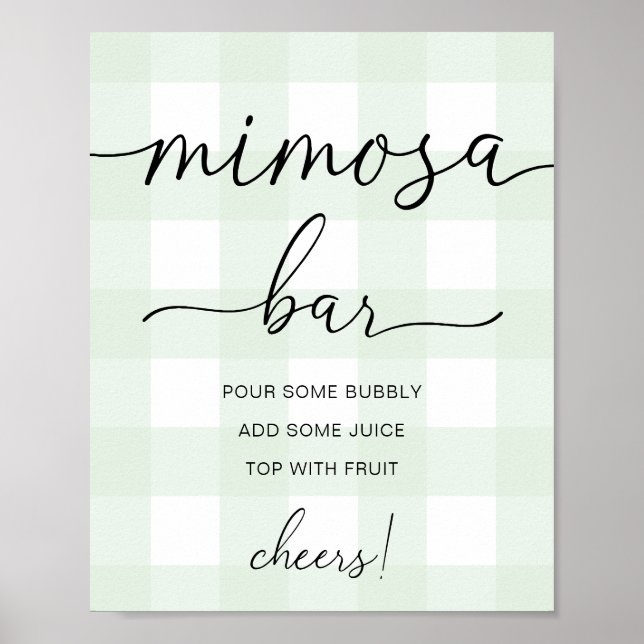 Poster Pancarte de bar à Mimosa pour baby shower vert men (Devant)