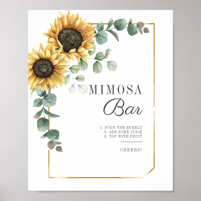 Poster Pancarte de bar à Mimosa pour mariage champêtre av (Devant)