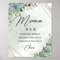 Pancarte de bar boho succulentes eucalyptus or mim