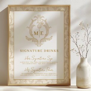 Poster Pancarte de bar de boissons signature Parfait Poir