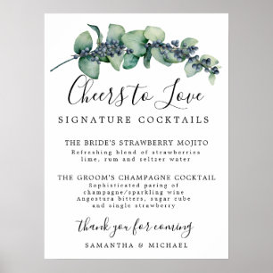 Poster Pancarte de bar de mariage pour cocktails à signat