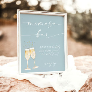 Poster Pancarte de bar Mimosa pour mariage bohème   Bleu 
