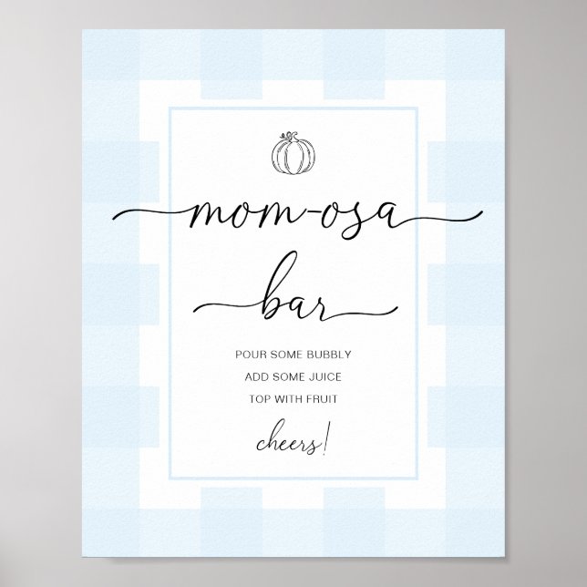 Poster Pancarte de bar Mom-osa pour baby shower avec ging (Devant)