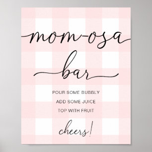 Poster Pancarte de bar Mom-osa pour Baby Shower fille à c