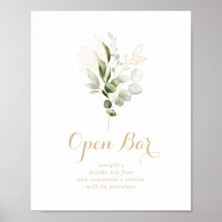 Poster Pancarte de bar ouvert de mariage en vert sauge eu