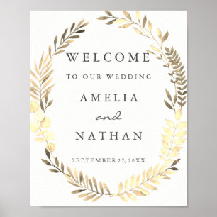 Poster Pancarte de bienvenue de mariage à couronne de feu