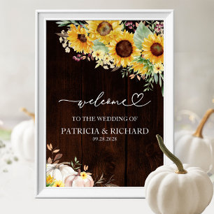 Poster Pancarte de bienvenue de mariage automnal avec tou