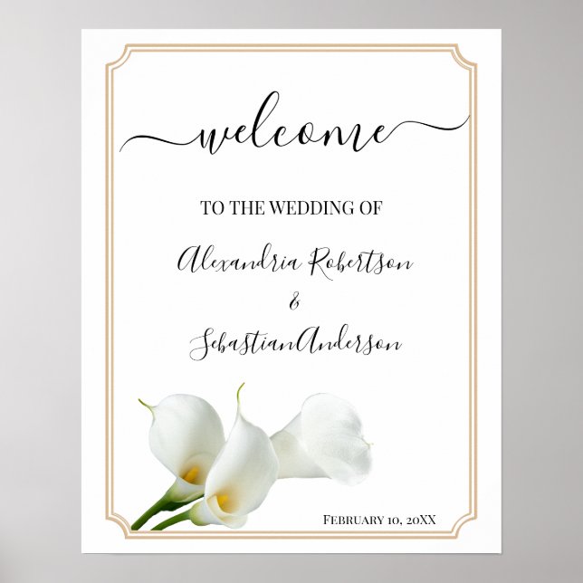 Poster Pancarte de bienvenue de mariage avec verdure de l (Devant)