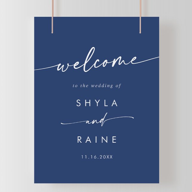 Poster Pancarte de bienvenue de mariage DIY bleu royal bo (Créateur téléchargé)