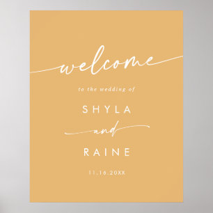 Poster Pancarte de bienvenue de mariage DIY jaune souci b