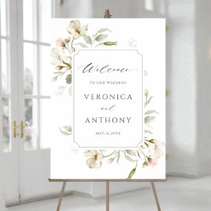 Poster Pancarte de bienvenue de mariage élégante florale