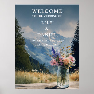Poster Pancarte de bienvenue de mariage en bocal Mason Fl