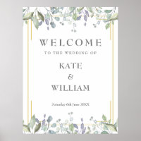 Pancarte de bienvenue de mariage floral géométriqu