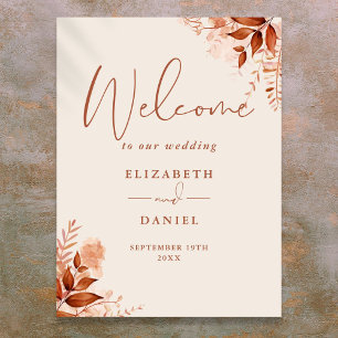 Poster Pancarte de bienvenue de mariage floral rustique d
