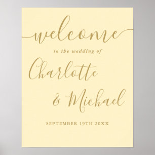 Poster Pancarte de bienvenue de mariage jaune bouton d'or