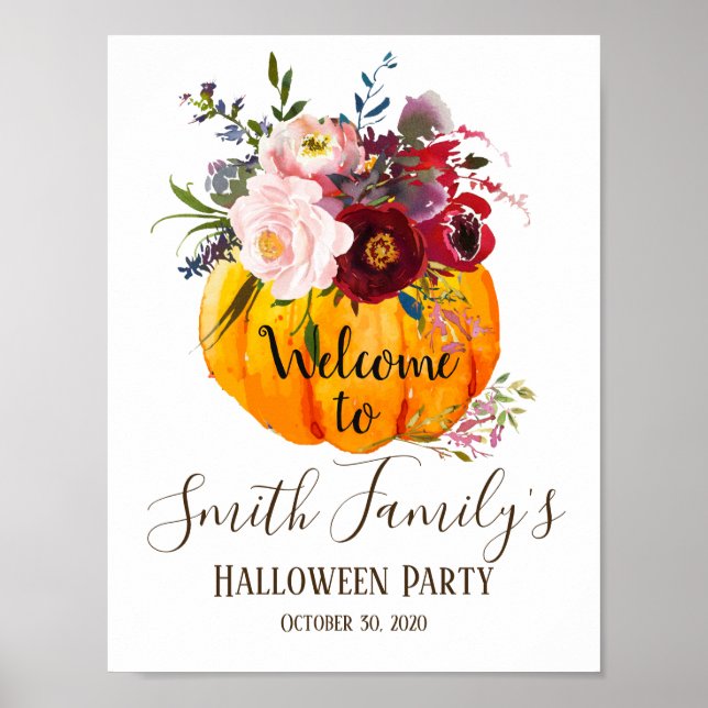 Poster Pancarte de bienvenue Halloween, citrouille (Devant)