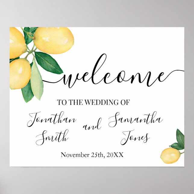 Poster Pancarte de bienvenue pour le mariage aux citrons  (Devant)