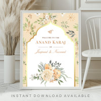Pancarte de bienvenue pour mariage sikh Anand Kara