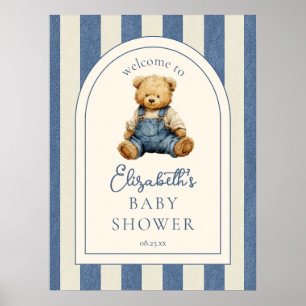 Poster Pancarte de bienvenue pour une baby shower Ourson 