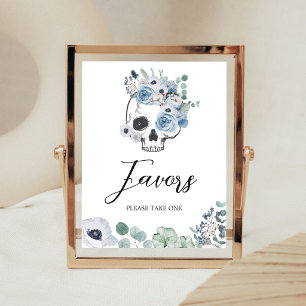 Poster Pancarte de cadeaux de baby shower gothique bleu f