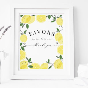 Poster Pancarte de cadeaux de douche Citron Jaune