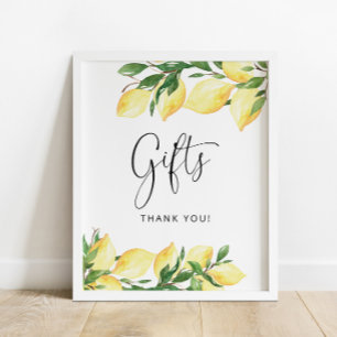 Poster Pancarte de cadeaux de douche de mariage de citron