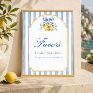 Poster Pancarte de cadeaux de fête au citron Amalfi bleu 