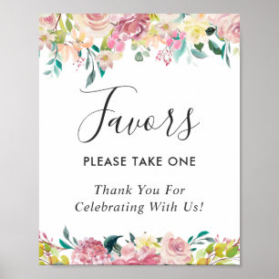 Poster Pancarte de cadeaux de mariage floraux rose pastel