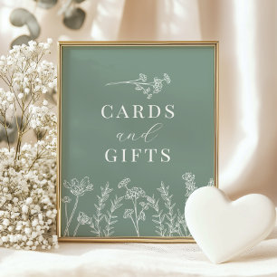 Poster Pancarte de cartes et cadeaux de douche aux fleurs