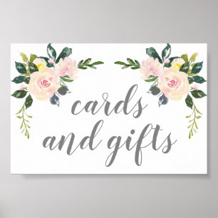 Poster Pancarte de cartes et cadeaux de mariage Floral Bl