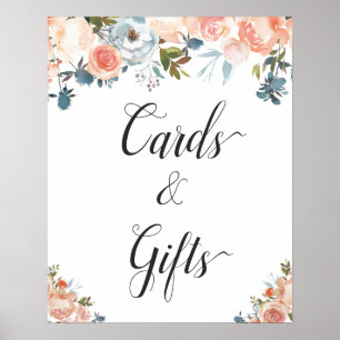 Poster Pancarte de cartes et cadeaux floraux de pêche