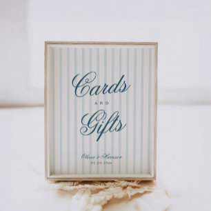 Poster Pancarte de cartes et cadeaux rayée bleue de l'arg