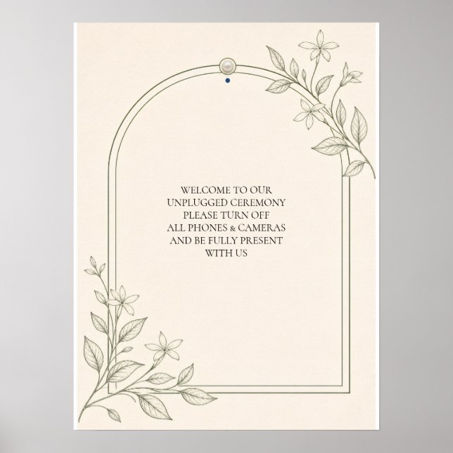 Poster Pancarte de cérémonie de mariage débranchée botani (Devant)