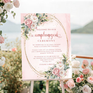 Poster Pancarte de cérémonie débranchée florale rose pous