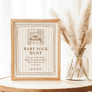 Poster Pancarte de chasse aux chaussettes de bébé avec un