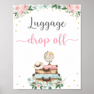 Poster Pancarte de dépôt de bagages de mariage floral de 