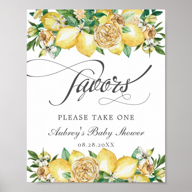 Poster Pancarte de Favors Fleurie Citron Chic pour Baby S (Devant)