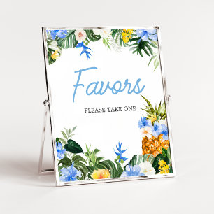 Poster Pancarte de Favors pour Baby Shower Aloha Ananas