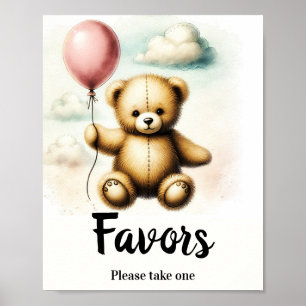 Poster Pancarte de fête d'anniversaire avec ballon rose p