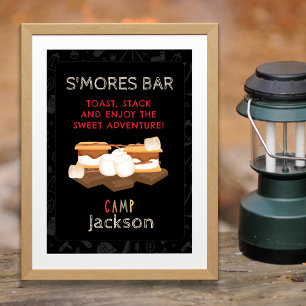 Poster Pancarte de fête d'anniversaire de camping Bar S'm
